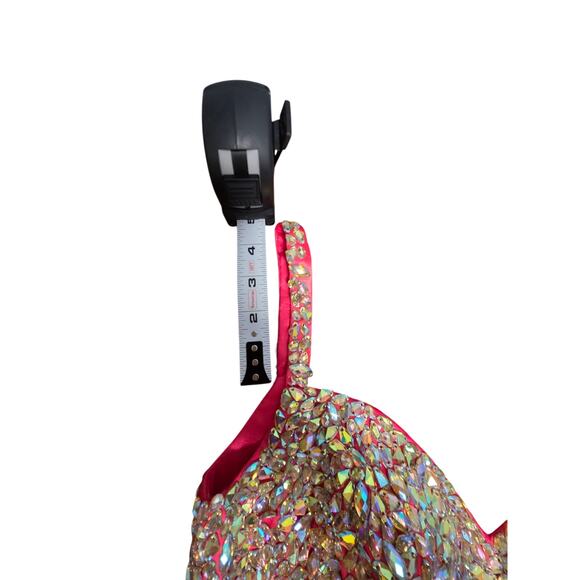 Y2K Short Prom Dress La Femme Rhinestone Tulle Hot Pink SZ 0 Homecoming Dance - Picture 9 of 10